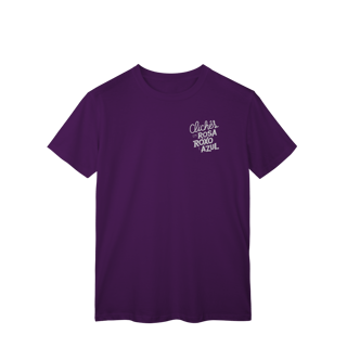 Nome do produto Camiseta Clichês - Clichês em rosa, roxo e azul