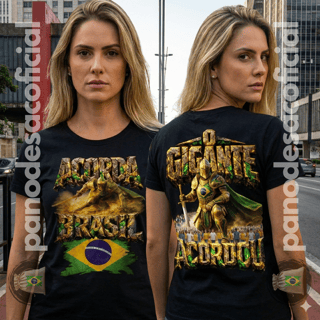 Nome do produto Camiseta ACORDA BRASIL, O GIGANTE ACORDOU Baby Long