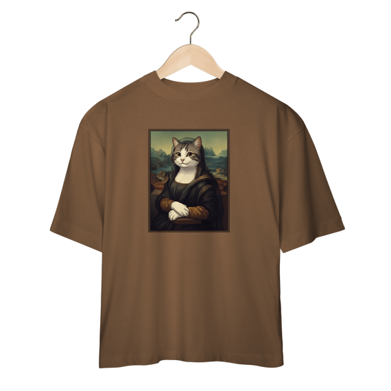 Camiseta Oversized - Mona Lisa Cat