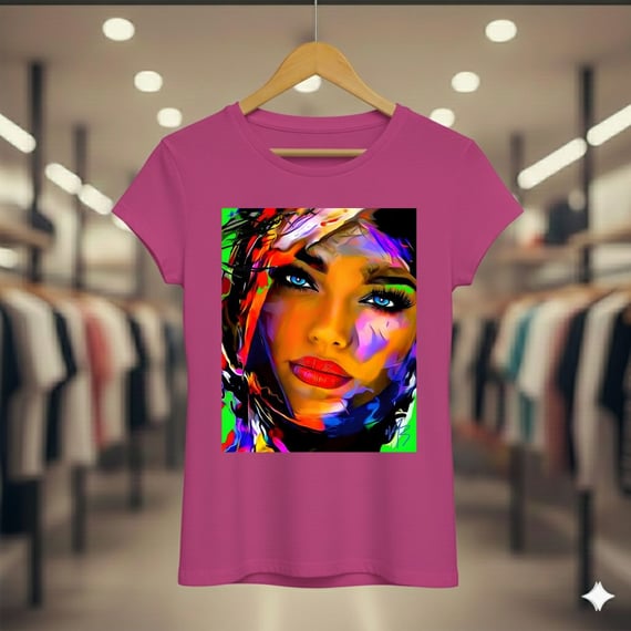 Camiseta Baby Long Quality - Arte Pop Abstrata Olhos Azuis