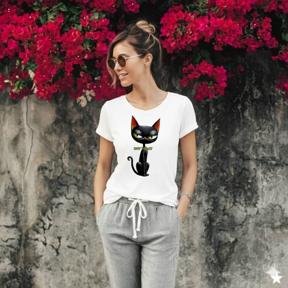 Camiseta Baby Long Quality - Not Today Gato Sarcástico (Algodão 30.1)