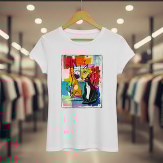 Camiseta Baby Long Quality - Cubismo Felino Abstract Cats (Algodão 30.1)