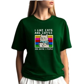 Camiseta Verde Bandeira Gato Café - Algodão Confortável