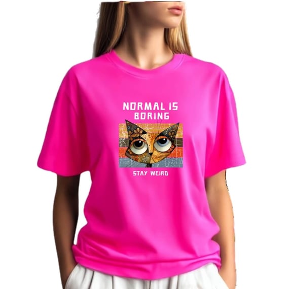 Camiseta Rosa Pink Gato Normal Is Boring - Cat Lover