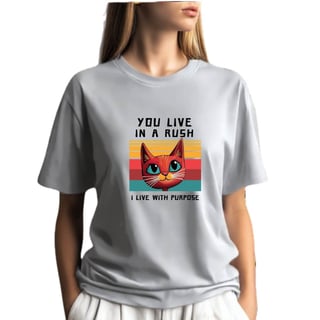 Camiseta Cinza Mescla Gato Purpose - Moda Geek