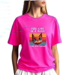Camiseta Rosa Pink Gato Rush vs Purpose - Cat Lover