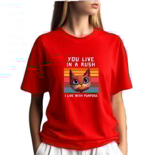 Nome do produto Camiseta Vermelha Gato Filosófico - Frase Reflexão