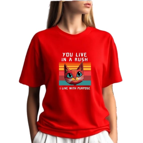 Camiseta Vermelha Gato Filosófico - Frase Reflexão