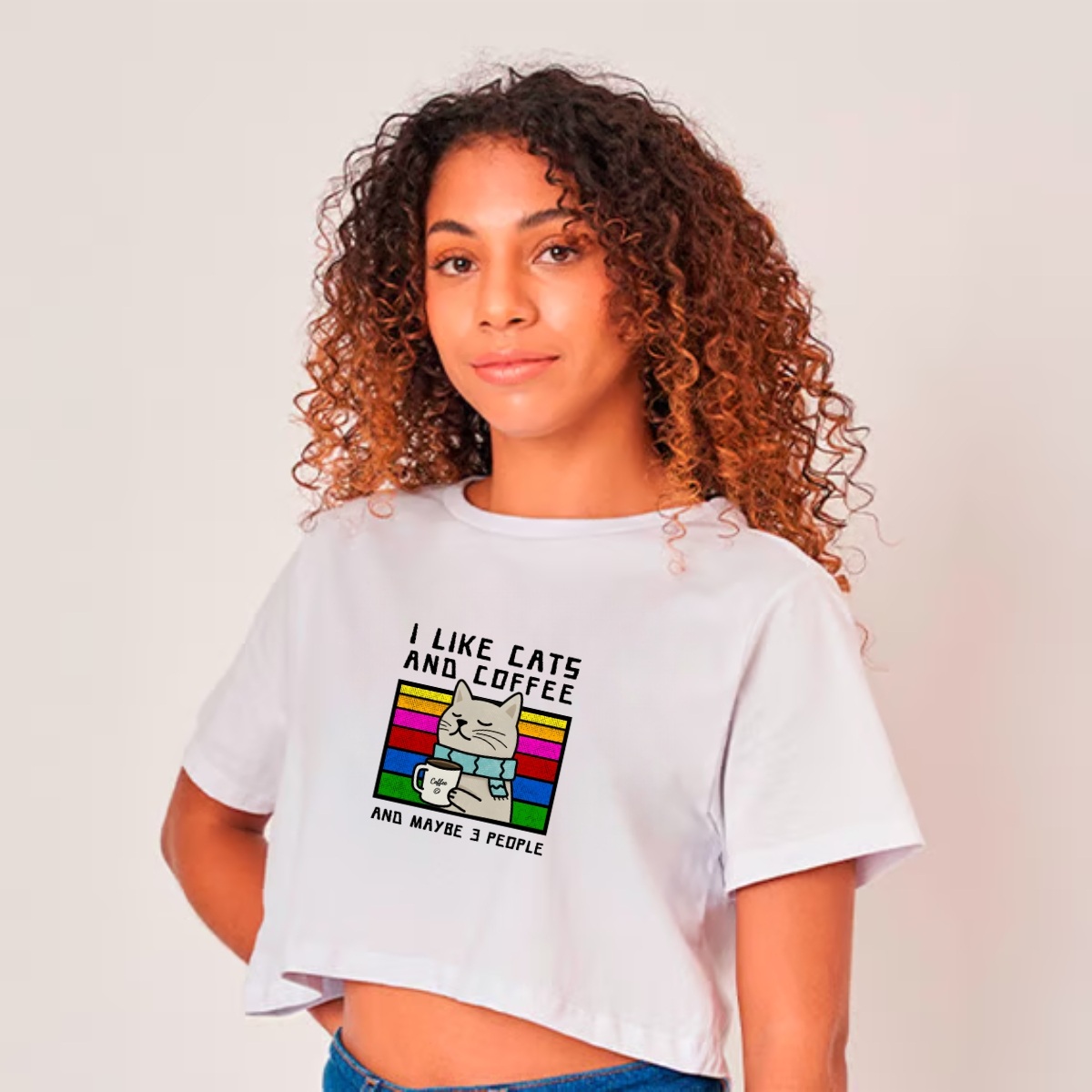 Nome do produto: Cropped I Like Cats And Coffee