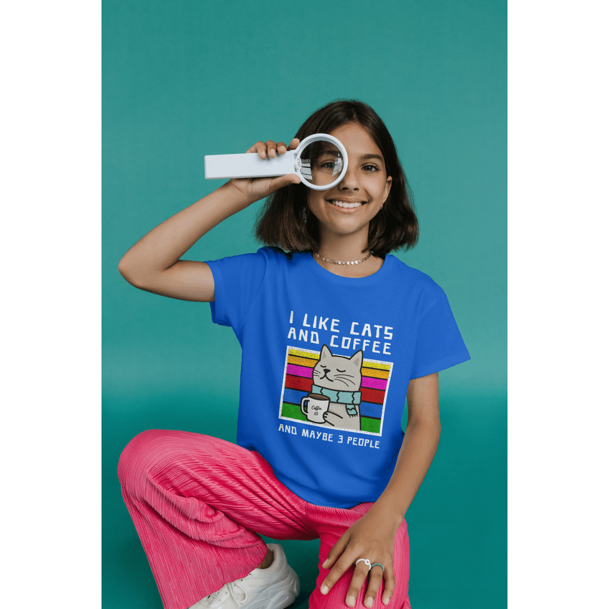 Nome do produto: Camiseta Infantil Gato e Café (10 á 14 anos)