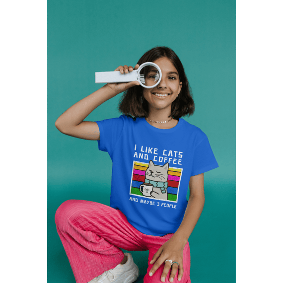 Camiseta Infantil Gato e Café (10 á 14 anos)