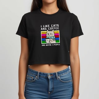 Nome do produto Cropped I Like Cats And Coffee