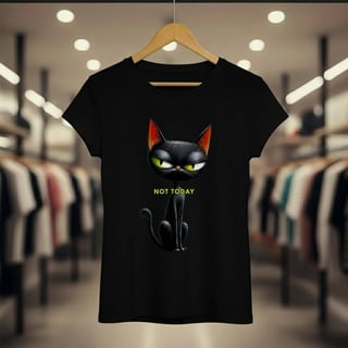 Nome do produto Camiseta Baby Long Quality - Not Today Gato Sarcástico (Algodão 30.1)