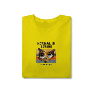 Nome do produto Camiseta Amarela Gato Normal Is Boring - Algodão 30.1