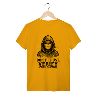 Nome do produto Camiseta Satoshi Nakamoto – Don't Trust. Verify – Criptografia Cypherpunk