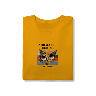 Nome do produto Camiseta Amarelo Ouro Gato Frase Inglês - 100% Algodão