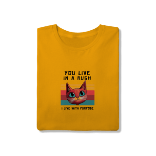 Nome do produto Camiseta Amarelo Gato Frase Inglês - 100% Algodão