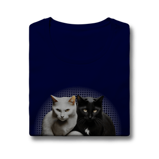 Nome do produto Camiseta Baby Long Quality - Yin Yang Felino Gatos Preto e Branco