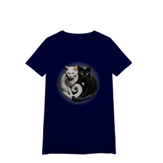 Nome do produto Camiseta Baby Long Quality - Yin Yang Felino Gatos Preto e Branco