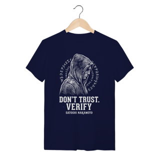Nome do produto Camiseta Satoshi Nakamoto – Don't Trust. Verify – Criptografia Cypherpunk