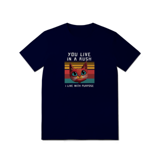 Nome do produto Camiseta Azul Marinho Gato Anti Stress - Estampa Criativa