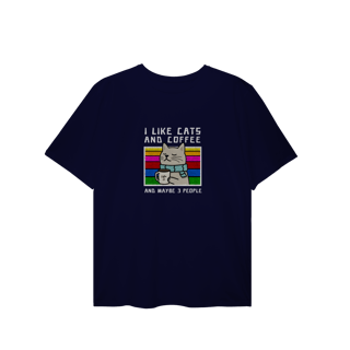 Nome do produto Camiseta Plus Size Cat and Coffee | 100% Algodão Fio 30.1