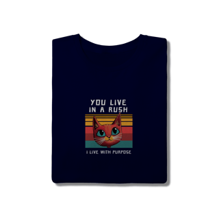Nome do produto Camiseta Azul Marinho Gato Anti Stress - Estampa Criativa