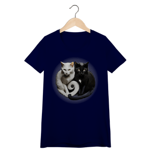 Nome do produto Camiseta Baby Long Quality - Yin Yang Felino Gatos Preto e Branco
