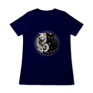 Nome do produto Camiseta Baby Long Quality - Yin Yang Felino Gatos Preto e Branco