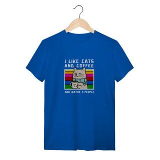 Nome do produto Camiseta Azul Royal Gato Divertido - Algodão Penteado