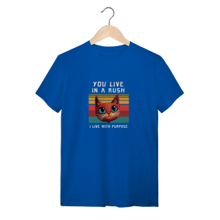 Nome do produto Camiseta Azul Royal Gato Live With Purpose - Premium