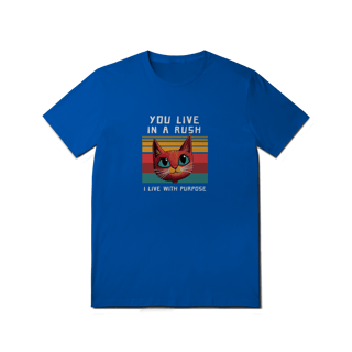 Nome do produto Camiseta Azul Royal Gato Live With Purpose - Premium