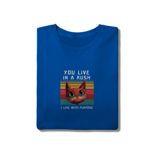 Nome do produto Camiseta Azul Royal Gato Live With Purpose - Premium