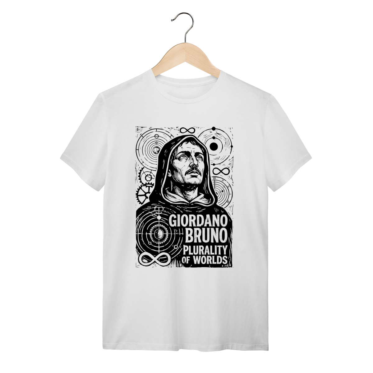 Nome do produto: Camiseta Giordano Bruno – Cosmologia e Astronomia