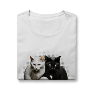 Nome do produto Camiseta Baby Long Quality - Yin Yang Felino Gatos Preto e Branco