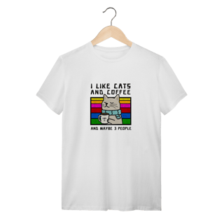 Nome do produto Camiseta Branca Gato Sarcástico Coffee - Malha Premium