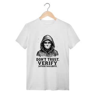 Nome do produto Camiseta Satoshi Nakamoto – Don't Trust. Verify – Criptografia Cypherpunk
