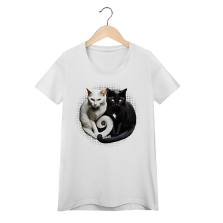 Nome do produto Camiseta Baby Long Quality - Yin Yang Felino Gatos Preto e Branco