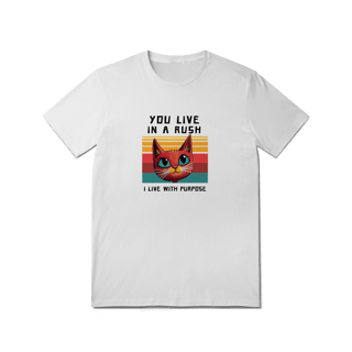 Nome do produto Camiseta Branca Gato Retro - Malha 30.1