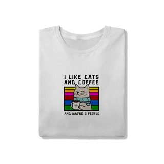 Nome do produto Camiseta Branca Gato Sarcástico Coffee - Malha Premium
