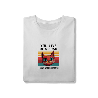 Nome do produto Camiseta Branca Gato Retro - Malha 30.1