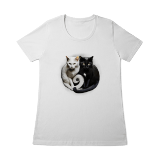 Nome do produto Camiseta Baby Long Quality - Yin Yang Felino Gatos Preto e Branco