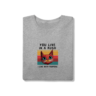 Nome do produto Camiseta Cinza Mescla Gato Purpose - Moda Geek