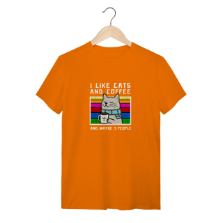Nome do produto Camiseta Laranja Gato Fofo Café - Malha Quality Premium