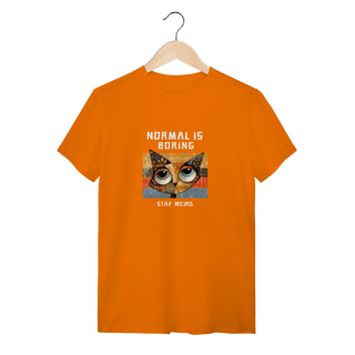 Nome do produto Camiseta Laranja Gato Stay Weird - Estampa Criativa