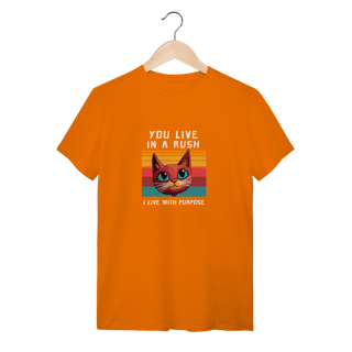 Nome do produto Camiseta Laranja Gato Retro Sunset - Estampa Vintage