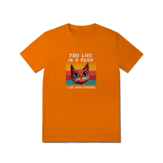 Nome do produto Camiseta Laranja Gato Retro Sunset - Estampa Vintage