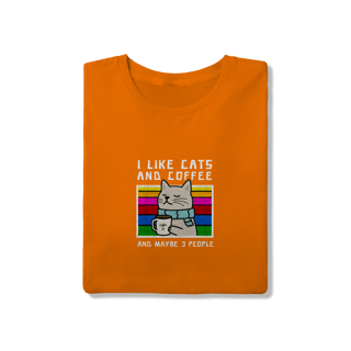 Nome do produto Camiseta Laranja Gato Fofo Café - Malha Quality Premium