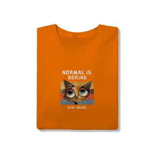 Nome do produto Camiseta Laranja Gato Stay Weird - Estampa Criativa