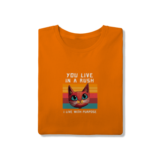 Nome do produto Camiseta Laranja Gato Retro Sunset - Estampa Vintage